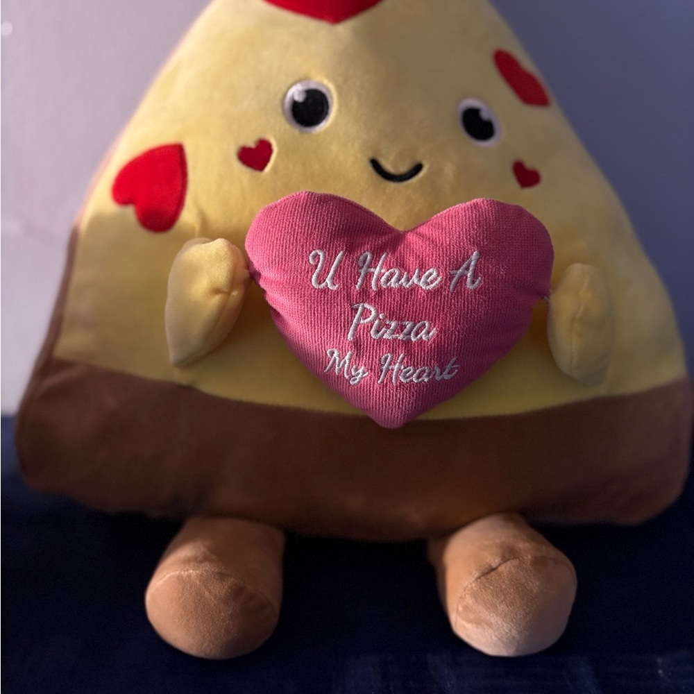 What could be better than Pizza and Love? Charming plush Pizza Slice with Hearts
